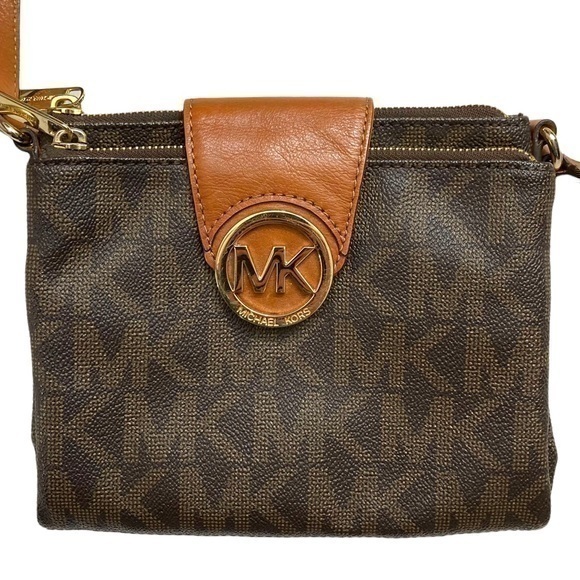 Michael Kors Brown Mk Multipocket Crossbody Bag